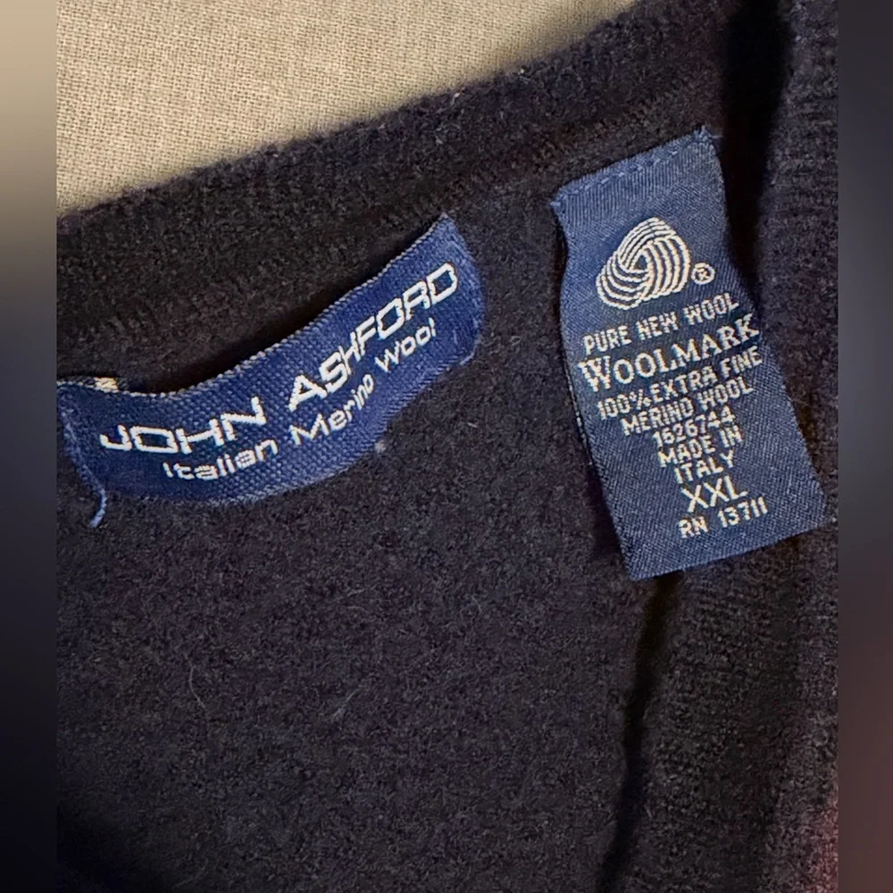 John Ashford Argyle Retro Italian Merino Wool Shrunken Cropped Sweater